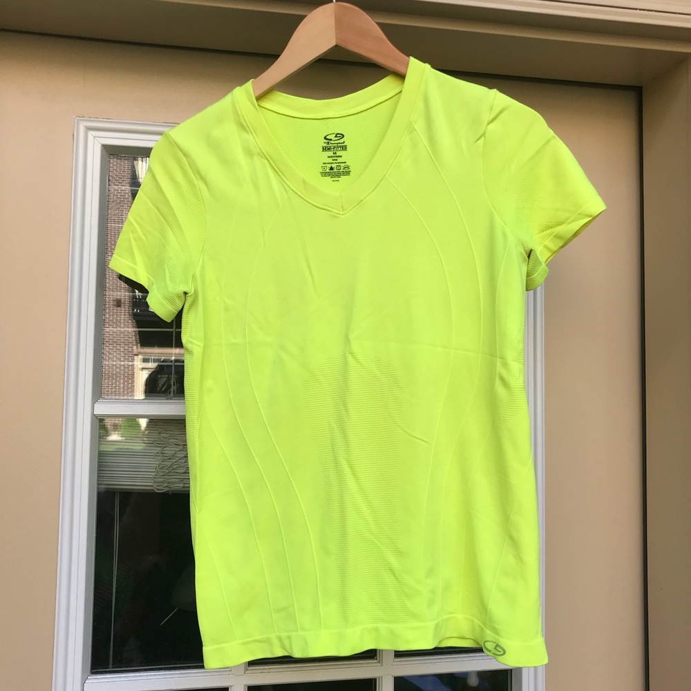 EUC neon yellow Champion workout tee